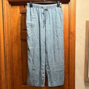 Casual Light Blue  Wide Leg Pants